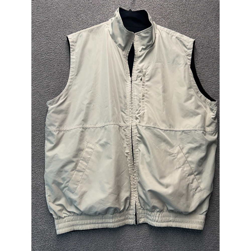 Bolle Golf Reversible Vest L Beige Black Fleece Wind Resistant Full Zip